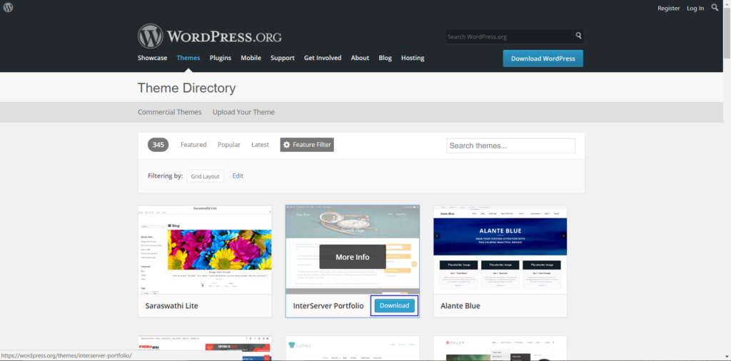 Theme search wordpress.org