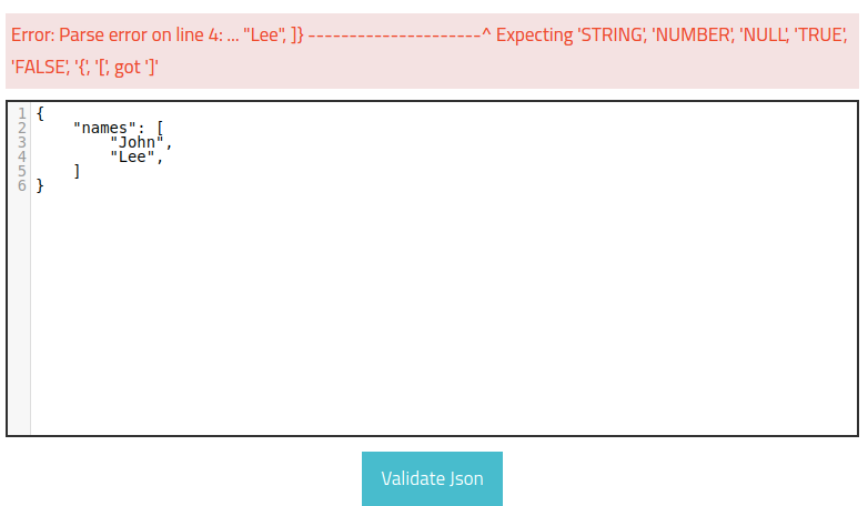 Invalid JSON