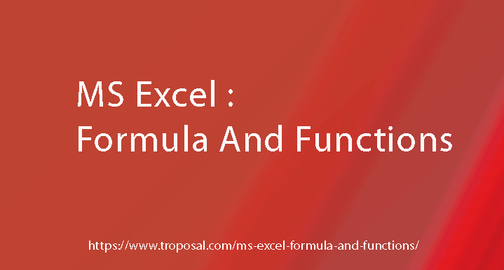 MS Excel: Formula and Functions