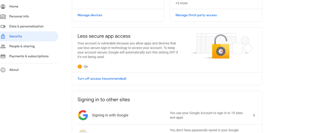 Google Account Setting